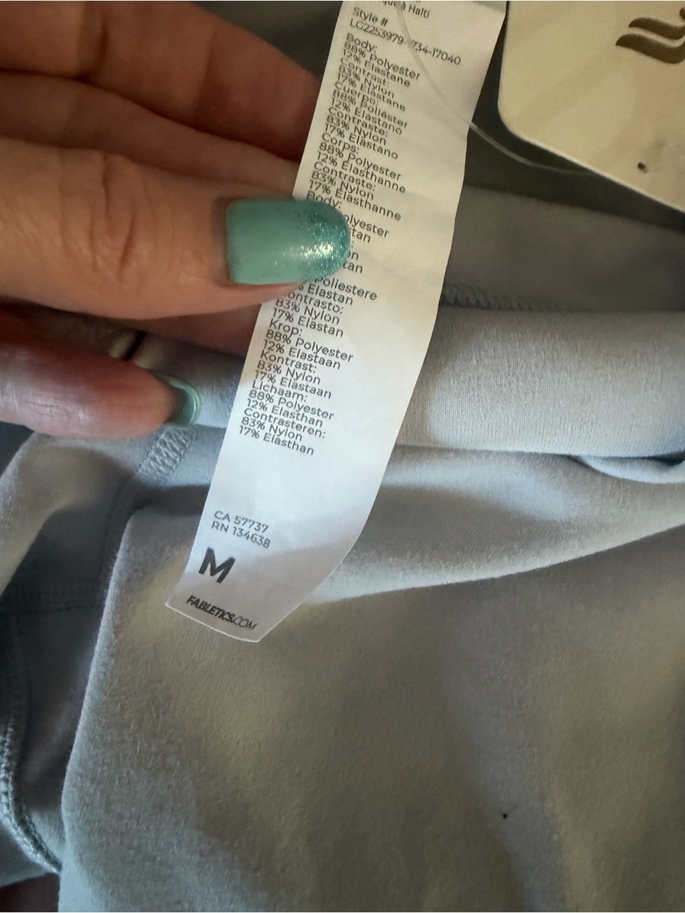 Fabletics On-The-Go High-Waisted Legging — Mineral Gray & Dusty Rose Accent - Picture 4 of 5